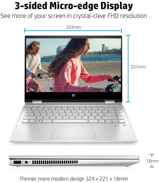 HP Pavilion x360 Core i5 10th Gen - (8 GB/512 GB SSD/Windows 10 Home) 14-dh1179TU 2 in 1 Laptop  (14 inch, Mineral Silver, 1.58 kg, With MS Office)