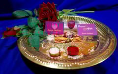 Set of 2 rakhis with box card and roli-chawal