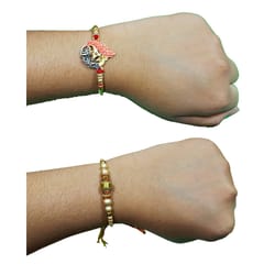Set of 2 rakhis with box card and roli-chawal