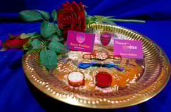 Set of 2 rakhis with box card and roli-chawal