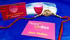Set of 2 rakhis with box card and roli-chawal