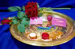 Set of 2 rakhis with box card and roli-chawal