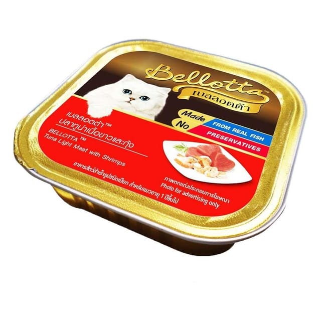 Bellotta Premium Wet Food for Cats and Kittens, Tuna Light meat with Shrimps, 80 g