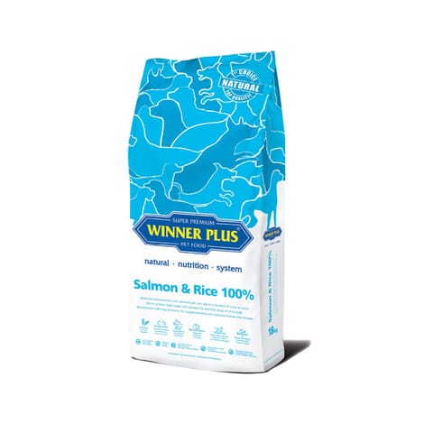 WINNER PLUS SALMON & RICE 100% Super Premium Dry Food, 3 Kg (WPSNR03)