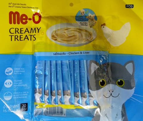 Me-O CREAMY CAT TREATS, 300 g - CHICKEN LIVER (15 g X 20)(ID5-CACH-3615)