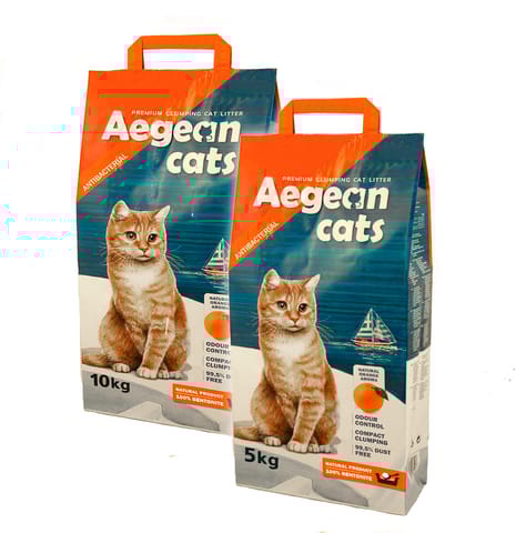 AEGEAN CATS cat litter with natural ORANGE scent, 5 Kg (21-AC-CLO-X5)