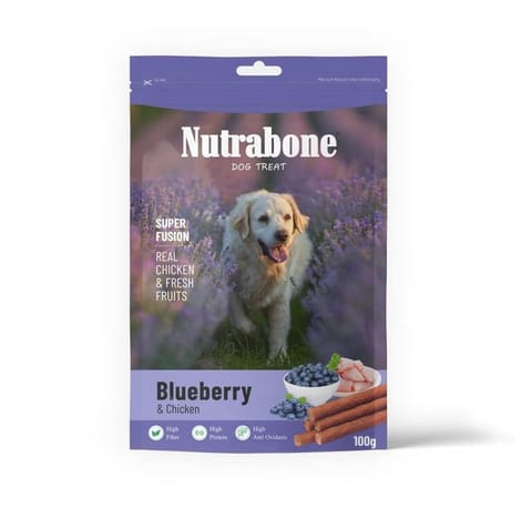 NUTRABONE SUPER FUSION Dog Treat, 100 g - BLUEBERRY & CHICKEN (19-NB-BBC-X1K)