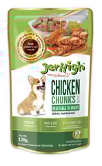 JerHigh WET DOG FOOD, 120 g - GRILLED CHICKEN CHUNKS in Gravy for Healthy Bones & Teeth (21-JGH-GCC-X12)