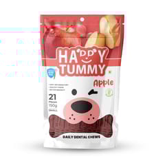 GNAWLERS HAPPY TUMMY DAILY DENTAL CHEWS SMALL, 150g X 21 PCs - APPLE (19PTDGNWHTA21)