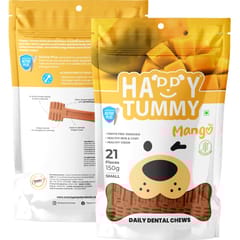 GNAWLERS HAPPY TUMMY DAILY DENTAL CHEWS SMALL, 150g X 21 PCs - MANGO (19-GNW-HTM-N21)