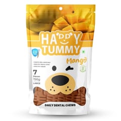 GNAWLERS HAPPY TUMMY DAILY DENTAL CHEWS LARGE, 150g X 7 PCs - MANGO (19-GNW-HTM-N07)