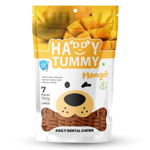 GNAWLERS HAPPY TUMMY DAILY DENTAL CHEWS LARGE, 150g X 7 PCs - MANGO (19-GNW-HTM-N07)