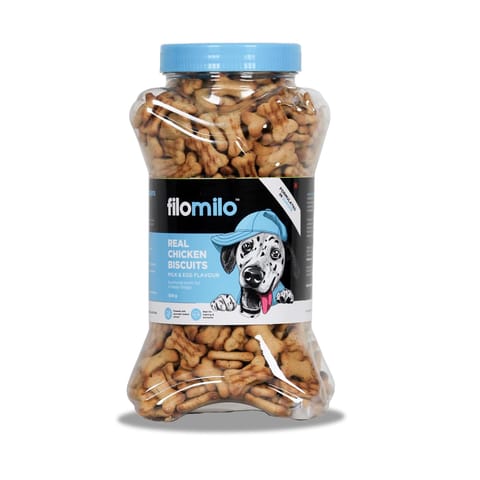 FILOMILO Real Chicken Dog Biscuits, 1000 G - MILK & EGG Flavour (21-FML-BKM-1K0)