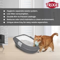 TRIXIE BERTO CAT LITTER TRAY WITH SEPARATING SYSTEM - LARGE (BLUE)(40152)