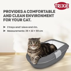 TRIXIE BERTO CAT LITTER TRAY WITH SEPARATING SYSTEM - LARGE (BLUE)(40152)