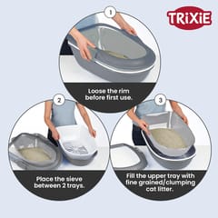 TRIXIE BERTO CAT LITTER TRAY WITH SEPARATING SYSTEM - LARGE (BLUE)(40152)