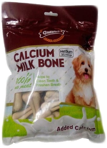 GNAWLERS CALCIUM MILK BONE, 35 Pcs - MEDIUM (19-GNW-CMB-N35)