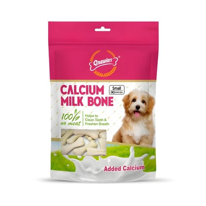 Gnawlers Calcium Milk Bone Small 90 Pieces for Dogs, All Life Stages