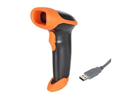 PRIMACODE PR-3810 2D QR Code Scanner - USB Wired Aadhar Card and Mobile Screen Scanner (Black - Orange)