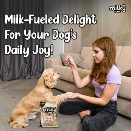 Dogaholic Milky Chew Knotted Bone Treats | 15 Long-Lasting Milk-Flavoured Bones for Dogs | Healthy Chews for Dental Health, Teething & Chewing Needs | Ideal for All Breeds & Life Stages