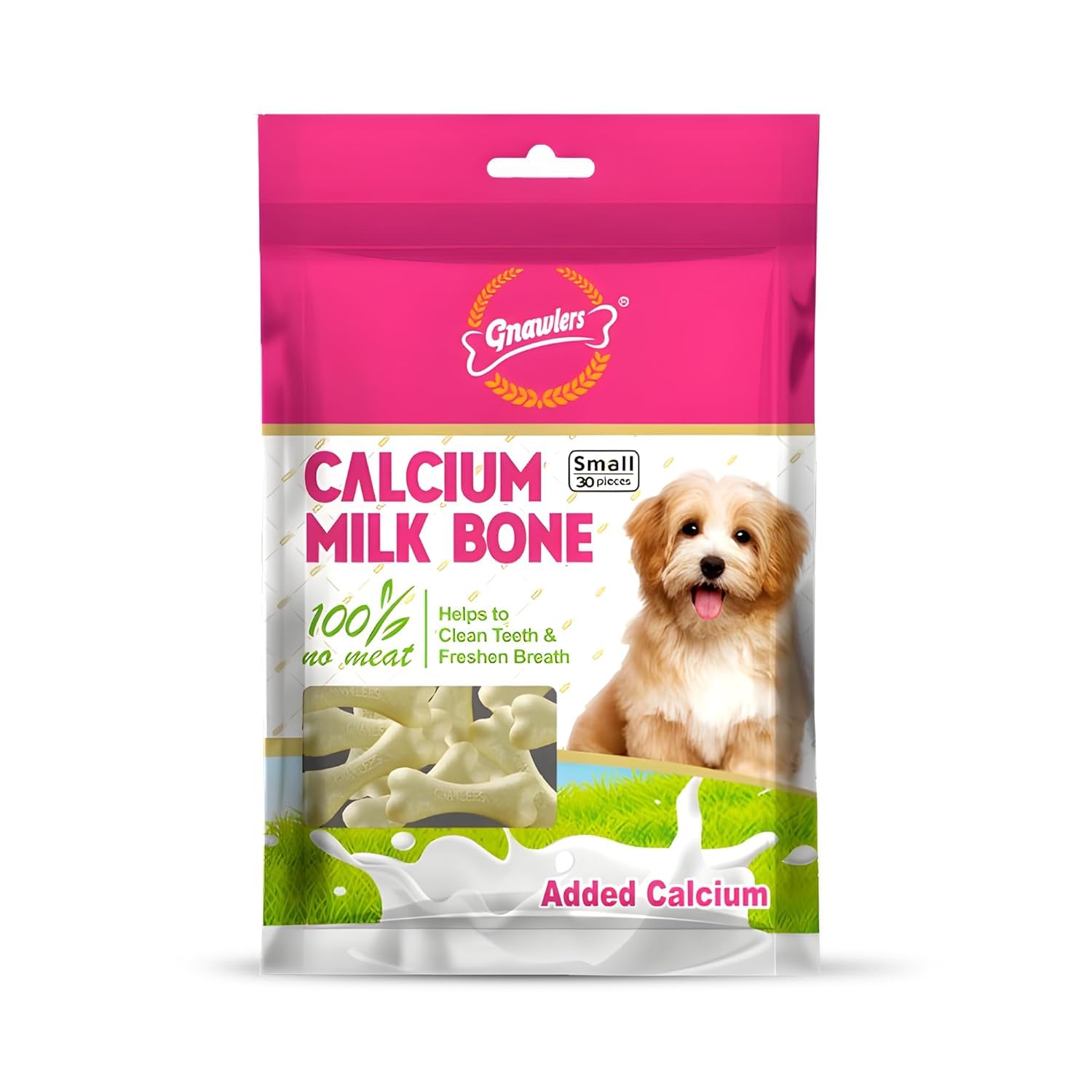 Gnawlers Calcium Milk Bone - Small 30 Pieces 270 g for Dogs All Life Stages by PetXperts