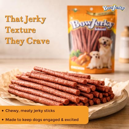 Rena Bow Jerky Dog Treats � Protein Rich Chicken Sticks for Training, Reward & Snacking, Healthy Snack for Puppies, Adults & Seniors, 200 gm